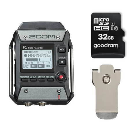 Zoom F1 - dwukanałowy rejestrator audio z mocowaniem do paska BCF-1 (24bit, 96kHz) + karta pamięci Goodram microSD 32GB